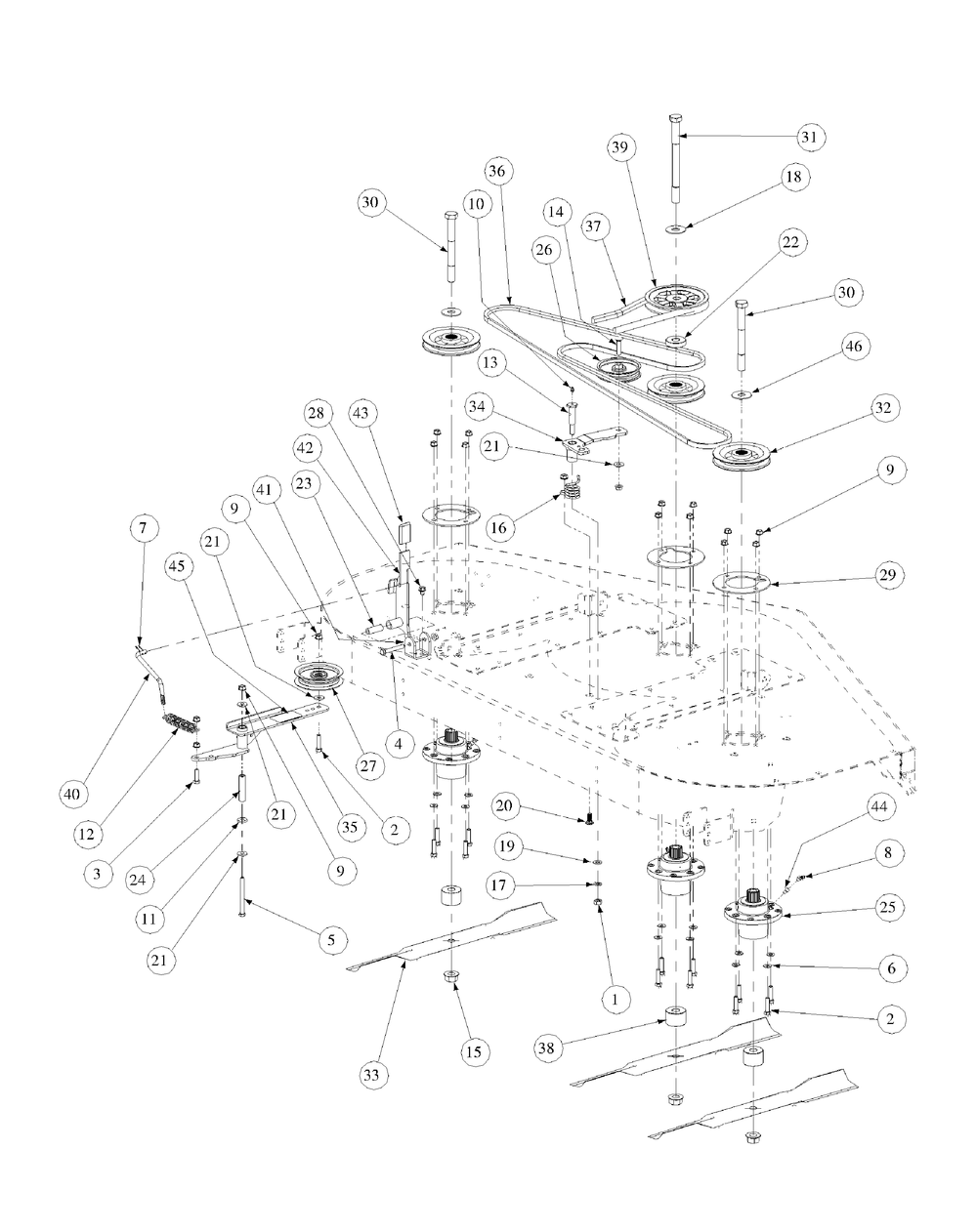 Fabricated Deck Spindle Assembly Diagram and Parts List for M72-KW LC-53AB5GFZ750-29HP-DFI-OHV-LC Cub Cadet Lawn Tractor